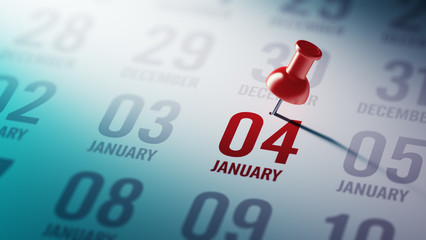 January 04 written on a calendar to remind you an important appo