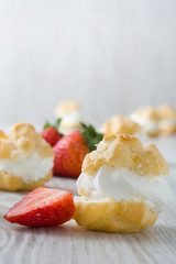 Profiteroles and strawberries
