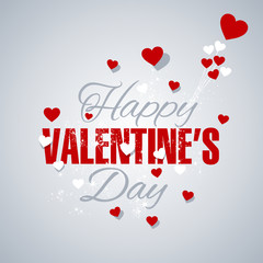 Happy Valentines Day hearts light gray background