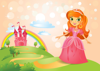Obraz na płótnie Canvas Fairy Tale castle and Beautiful princess