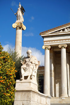 The Statues of Plato and Athena at the Academy of Athens