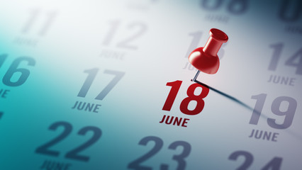 June 18 written on a calendar to remind you an important appoint