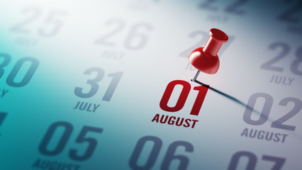 August 01 written on a calendar to remind you an important appoi