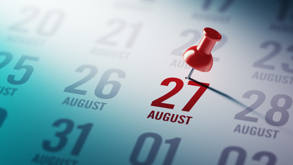 August 27 written on a calendar to remind you an important appoi