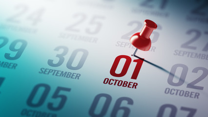 October 01 written on a calendar to remind you an important appo