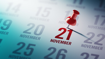 November 21 written on a calendar to remind you an important app