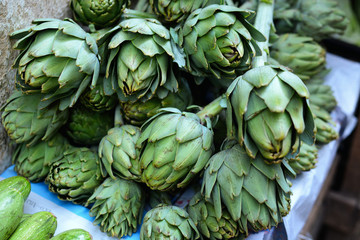 Fototapeta premium Fez, Morocco - December 29: Artichoke in Fes souq