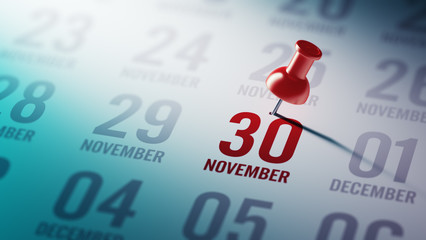 November 30 written on a calendar to remind you an important app