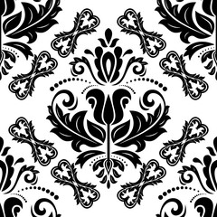 Oriental vector classic pattern. Seamless abstract black and white background