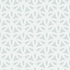 Geometric vector ornament with white elements. Seamless pattern for wallpapers and backgrounds