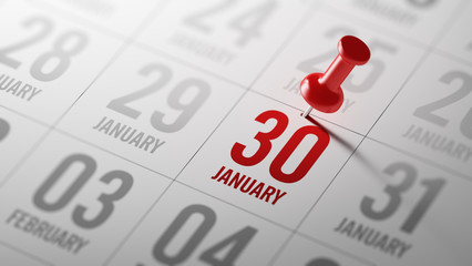 January 30 written on a calendar to remind you an important appo