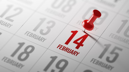 February 14 written on a calendar to remind you an important app