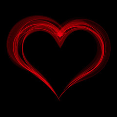 Red smoke heart on a black background.
