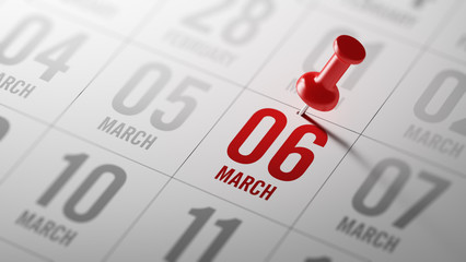 March 06 written on a calendar to remind you an important appoin