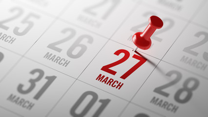 March 27 written on a calendar to remind you an important appoin