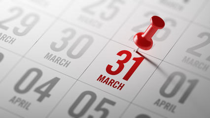 March 31 written on a calendar to remind you an important appoin