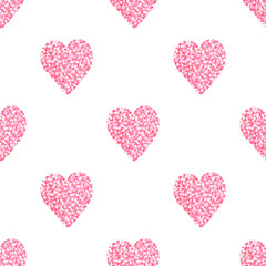 Heart of dots. Seamless vector pattern with hearts. Colorful background for St. Valentine's Day. Pastel colors.