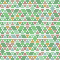 Geometric vector pattern with brown, beige and green triangles. Seamless abstract background