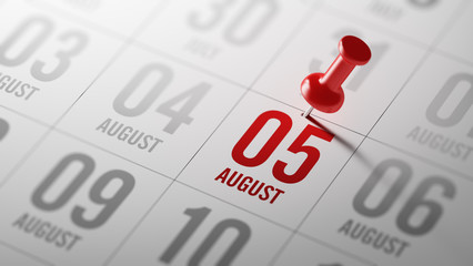 August 05 written on a calendar to remind you an important appoi