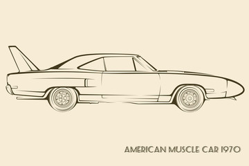 American muscle car silhouette 70s