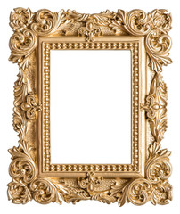 Golden picture frame baroque style. Vintage art object