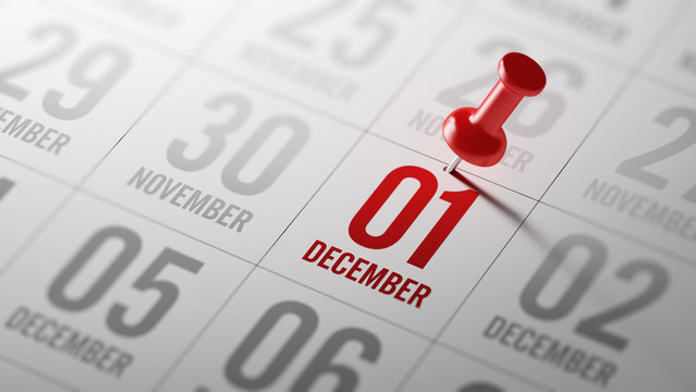 December 01 written on a calendar to remind you an important app