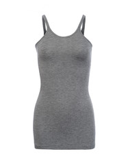 Cut-out of Plain Grey Strap Top on Invisible Mannequin
