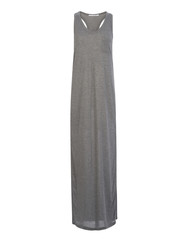 Cut-out of Dark Grey Razorback Long Dress on Invisible Mannequin