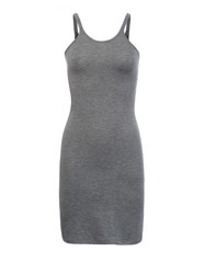 Plain Grey Long Strap Dress On Invisible Mannequin Cut-Out