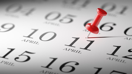 April 11 written on a calendar to remind you an important appoin