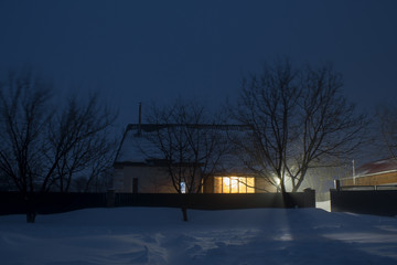 Winter House Night Lights Light new year