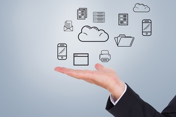 Composite image of businessman presenting