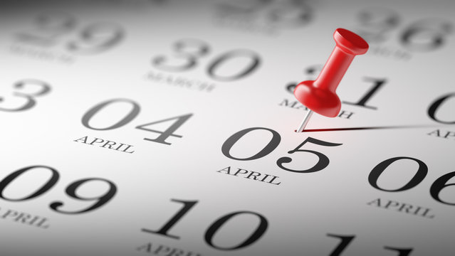 April 05 written on a calendar to remind you an important appoin