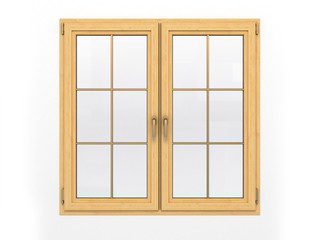 closed wooden window isolated on white background