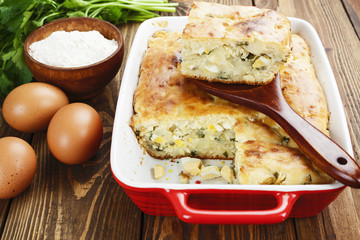 Pie with cabbage and eggs