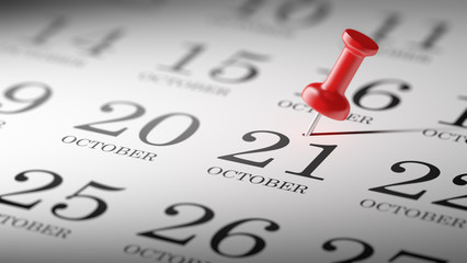October 21 written on a calendar to remind you an important appo