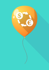 Long shadow balloon with a dollar euro exchange sign