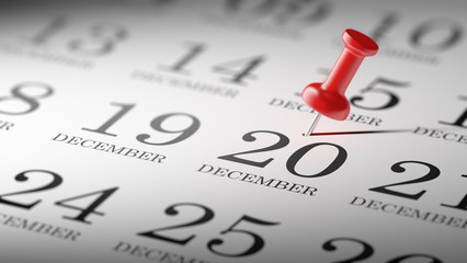 December 20 written on a calendar to remind you an important app