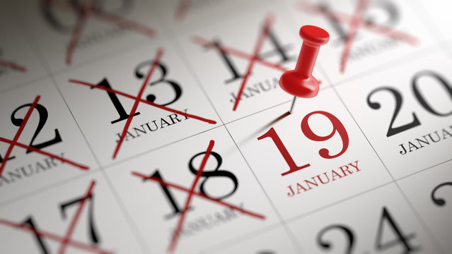 January 19 written on a calendar to remind you an important appo