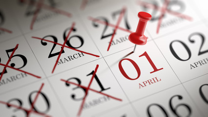 April 01 written on a calendar to remind you an important appoin