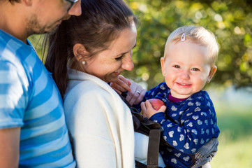 Naklejka premium Happy family in nature