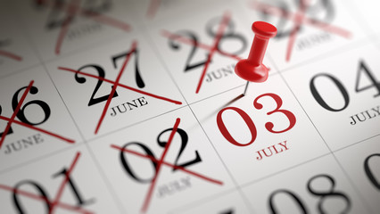 July 03 written on a calendar to remind you an important appoint