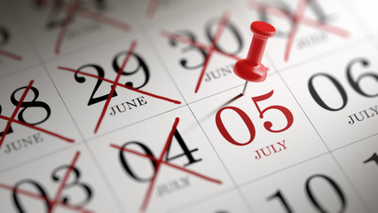 July 05 written on a calendar to remind you an important appoint