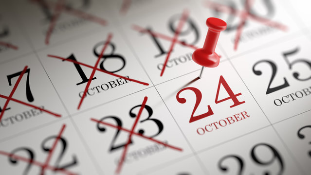 October 24 written on a calendar to remind you an important appo