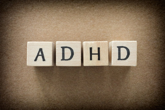 ADHD abbreviation on wooden blocks