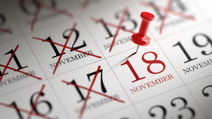 November 18 written on a calendar to remind you an important app