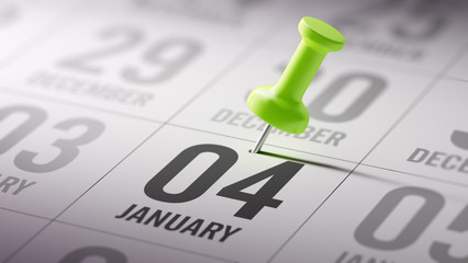 January 04 written on a calendar to remind you an important appo