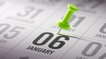 January 06 written on a calendar to remind you an important appo