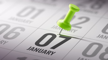 January 07 written on a calendar to remind you an important appo