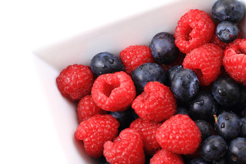 raspberries and blueberries background
